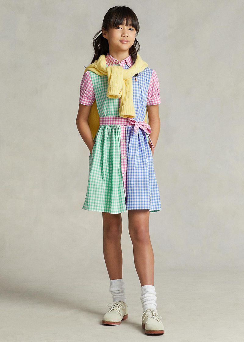 Vestidos Polo Ralph Lauren Niña 7-14 Años Gingham Cotton Poplin Shirt Chile Multicolor JETZP-9782